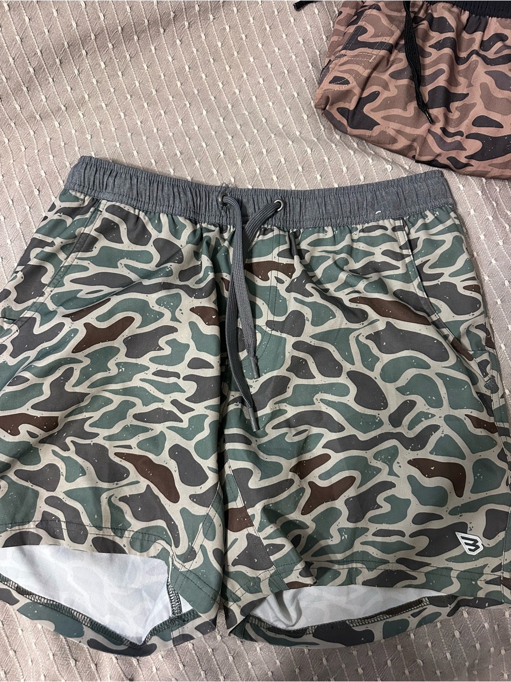 BURLEBO Men's Camouflage Athletic Shorts - Green, Brown, Gray